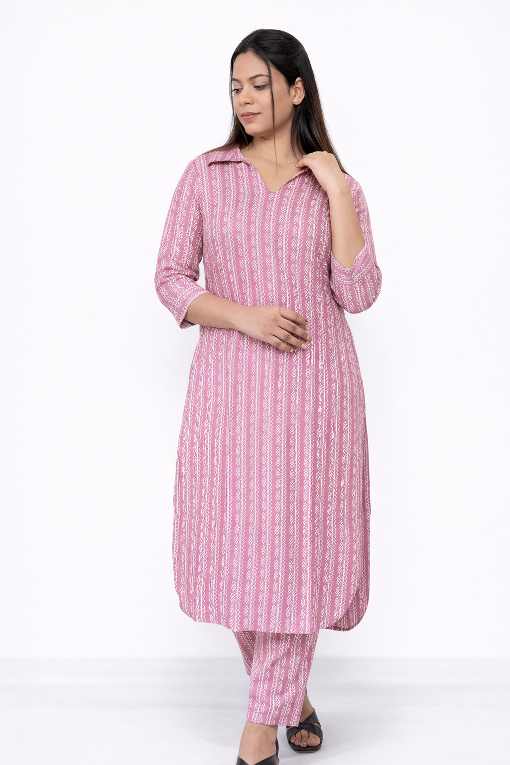 Women’s Pink Printed Rayon Top & Bottom Set