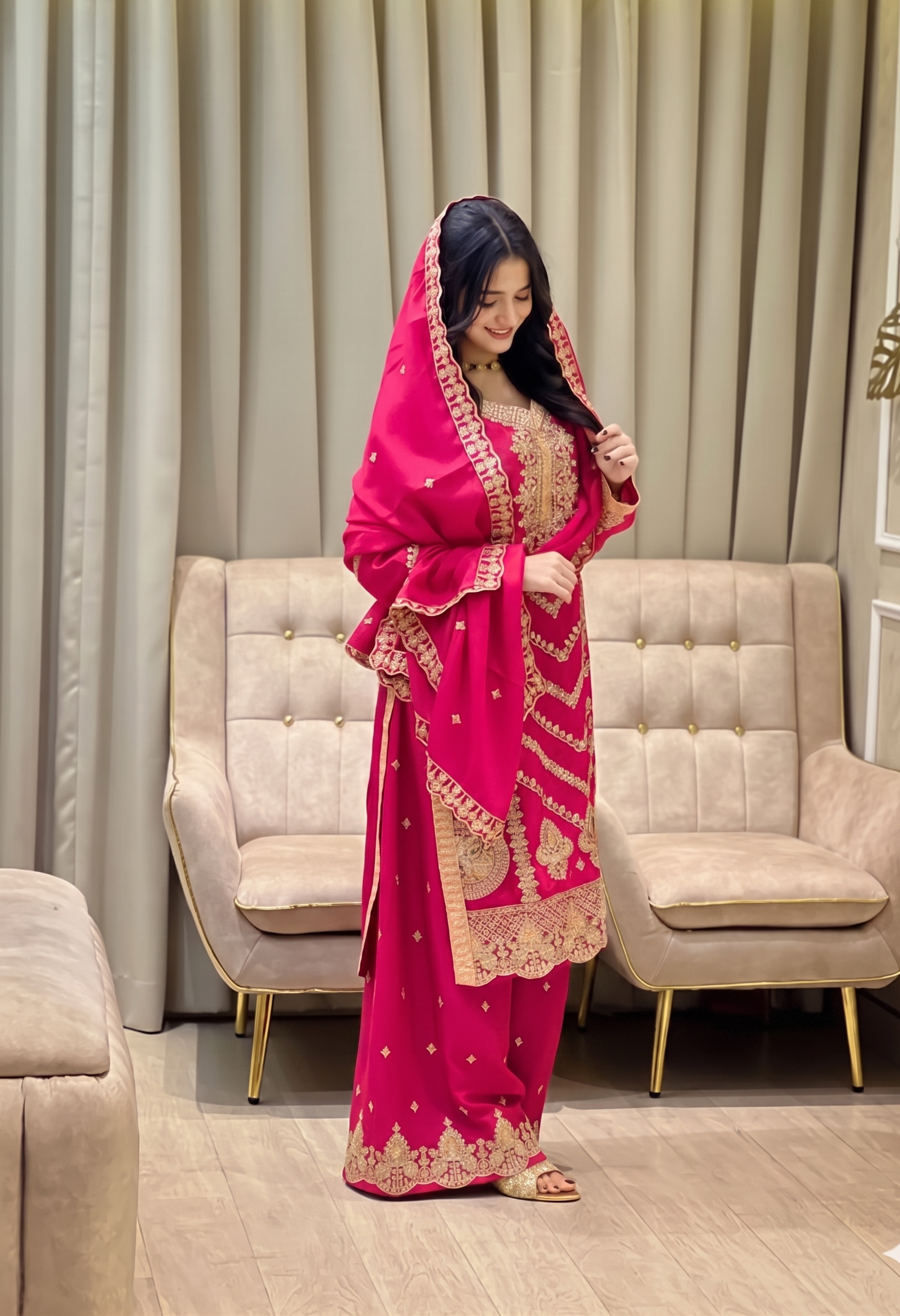 Ethnic Elegance Embroidered Silk Palazzo Set