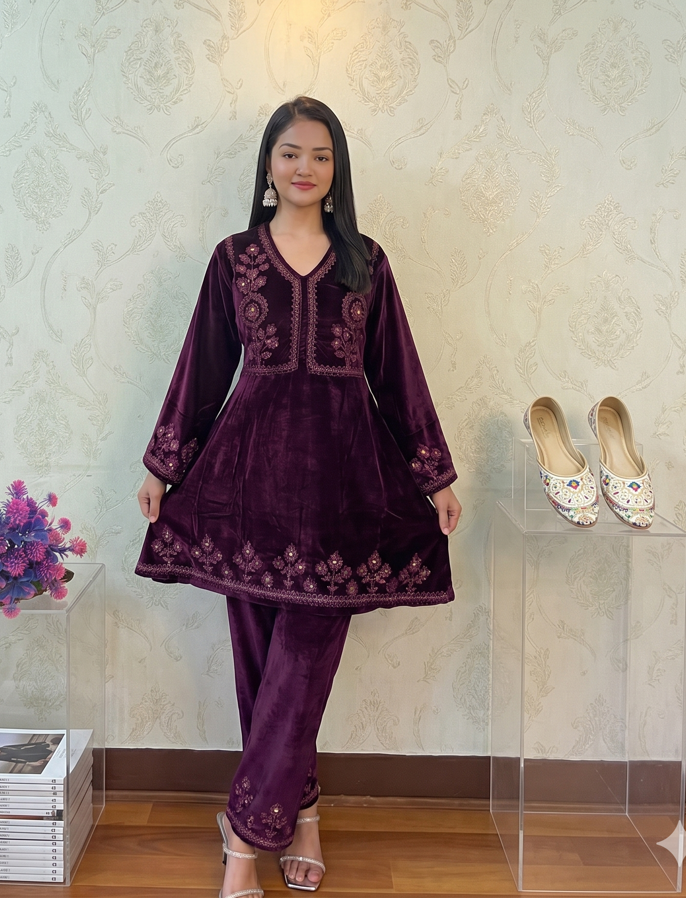 Ruhani Designer Work Velvet Set